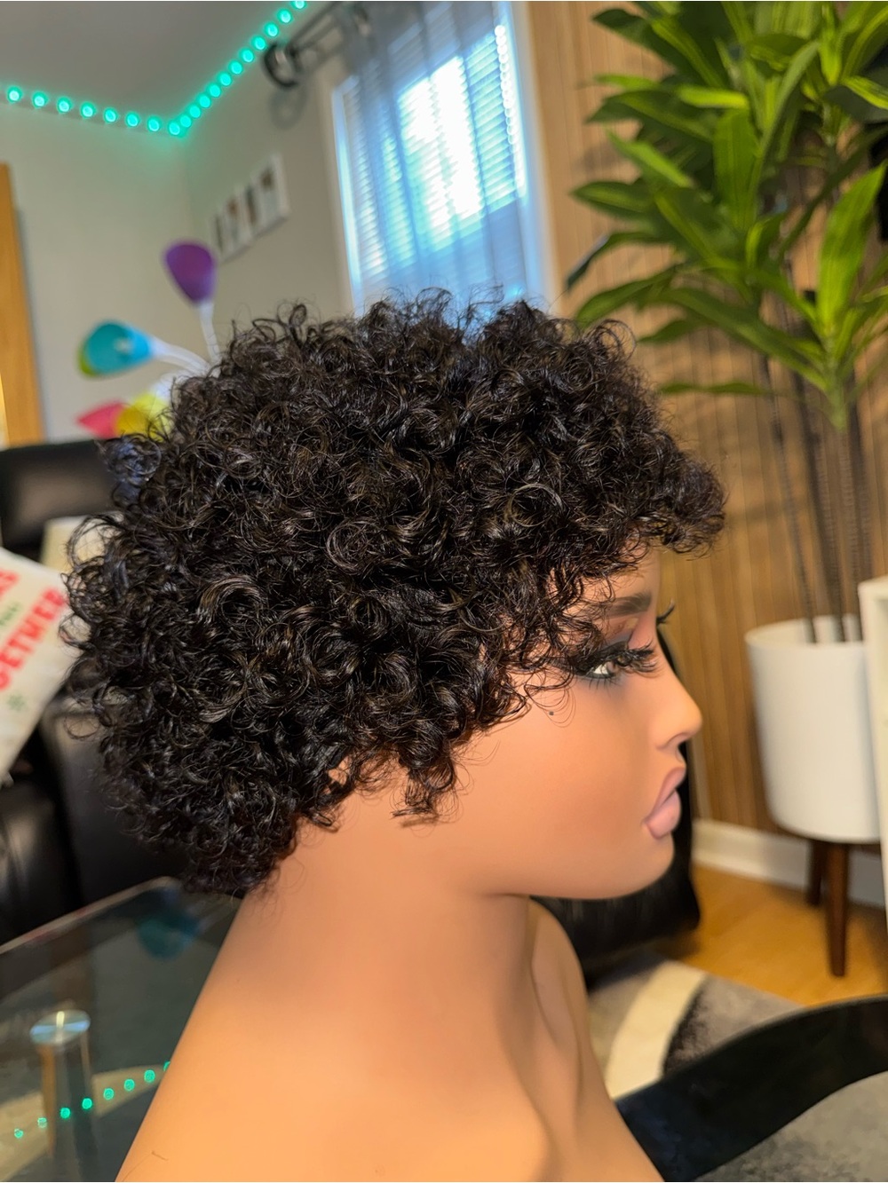 Short Curly Synthetic Wig - Black